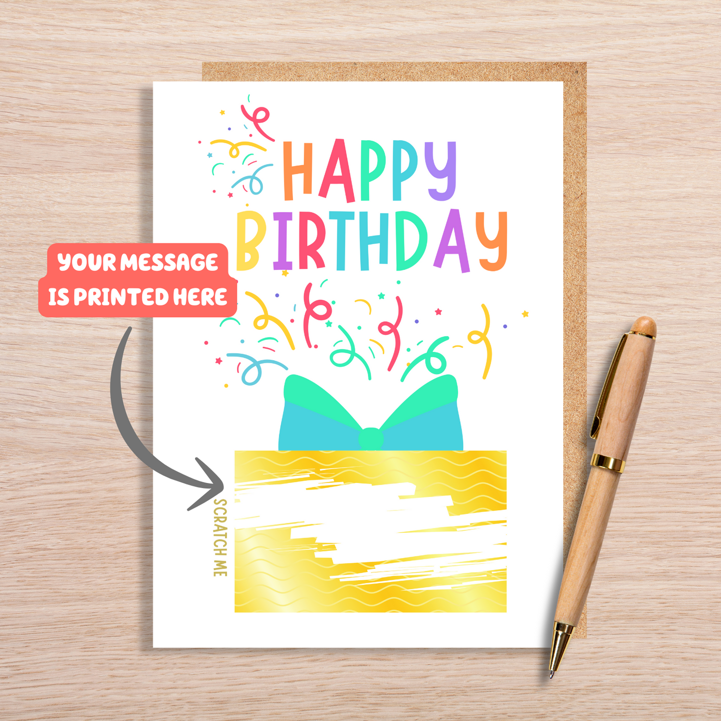HAPPY BIRTHDAY PRESENT SCRATCH OFF CARD