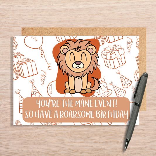Animal Pun Lion Birthday Card